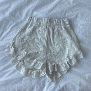 Zara Cream High Waist Lace Trim Shorts